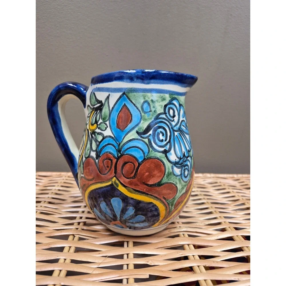 Mexican Talavera Style Pottery Pitcher 6